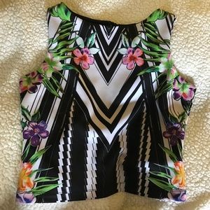 Bisou Bisou Floral Halter Crop Top